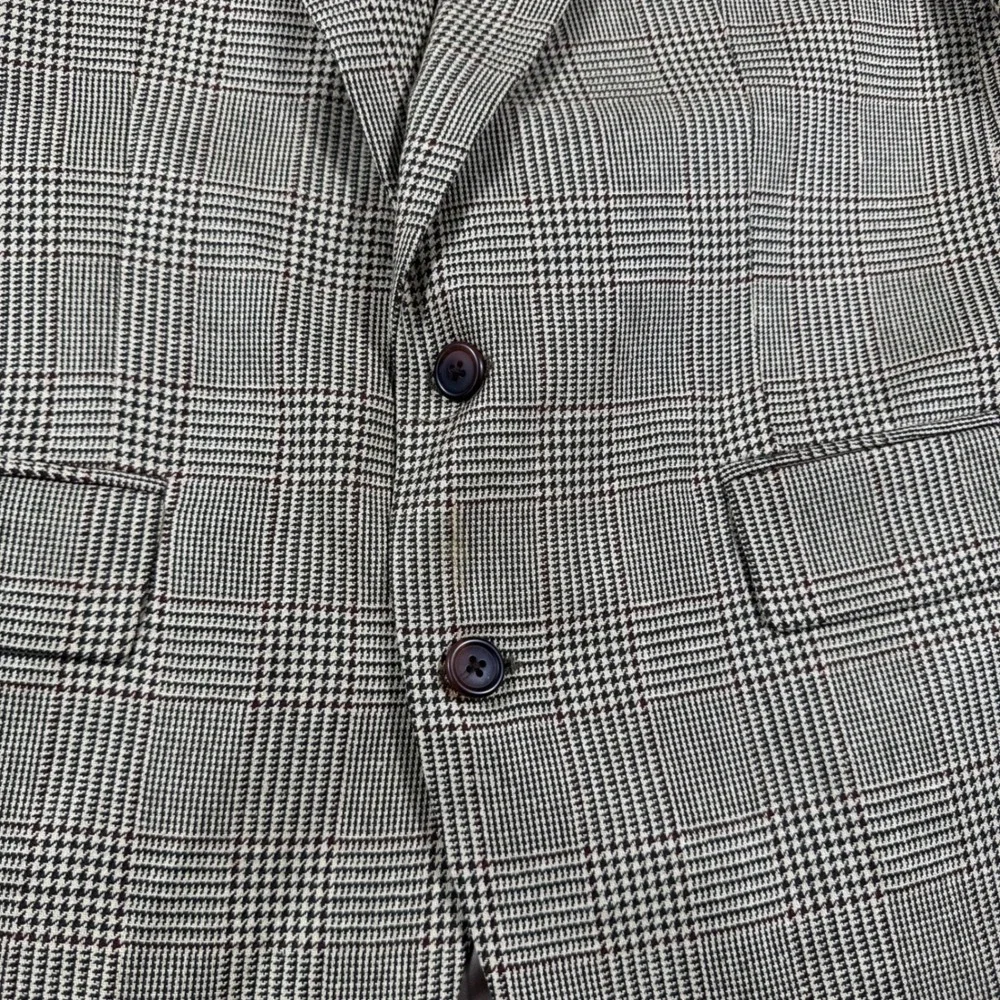VTG Chaps Ralph Lauren Mens 42R Silk Wool Glen Plaid Blazer Sport Coat Tan Brown